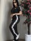Trendy round neck embroidered casual comfortable short sleeved pants wide leg set