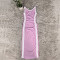 New fashion embroidered waist cinching slimming slit knitted European and American sleeveless dress in five colors