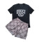 Summer new embroidered printed short sleeved shorts set in 4 colors in stock