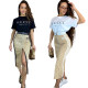 Summer style new style temperament short sleeved+mid skirt sexy two-piece set in stock 2 colors