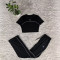 Fashion crop exposed short sleeved top, high waist wide leg pants, casual sports loose suit