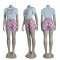 Summer new embroidered printed short sleeved shorts set in 4 colors in stock