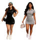 Two piece top with distinctive short skirts on both sides, drawstring and logo