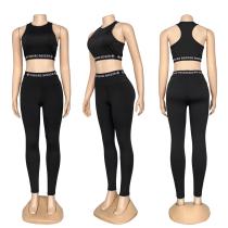 Round-neck sleeveless sports vest High-waisted hip-lifting leggings High-elastic breathable workout set