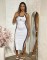New fashion embroidered waist cinching slimming slit knitted European and American sleeveless dress in five colors