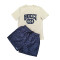 Summer new embroidered printed short sleeved shorts set in 4 colors in stock