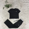 Embroidered letter splicing thread loose casual pants two-piece set