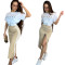 Summer style new style temperament short sleeved+mid skirt sexy two-piece set in stock 2 colors