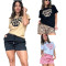 Summer new embroidered printed short sleeved shorts set in 4 colors in stock