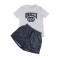 Summer new embroidered printed short sleeved shorts set in 4 colors in stock