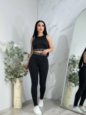 Round-neck sleeveless sports vest High-waisted hip-lifting leggings High-elastic breathable workout set