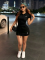 Two piece top with distinctive short skirts on both sides, drawstring and logo