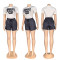 Summer new embroidered printed short sleeved shorts set in 4 colors in stock