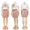 High waisted pleated short skirt set summer new casual sports fashion two-piece set for women