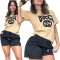 Summer new embroidered printed short sleeved shorts set in 4 colors in stock