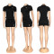 Two piece top with distinctive short skirts on both sides, drawstring and logo