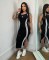 New fashion embroidered waist cinching slimming slit knitted European and American sleeveless dress in five colors