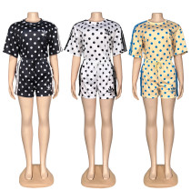 Fashion Polka Dot Casual Set Loose Comfortable Skin-Friendly Fabric Short Sleeve Shorts Two-Piece Set