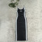 New fashion embroidered waist cinching slimming slit knitted European and American sleeveless dress in five colors
