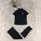 Trendy round neck embroidered casual comfortable short sleeved pants wide leg set