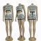 Summer hollow breathable knitted two-piece set with black and white wavy pattern fashion classic set