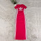 Round neck short sleeved slit long skirt with elastic slimming effect, slimming effect, hip hugging long dress