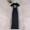 Round neck short sleeved slit long skirt with elastic slimming effect, slimming effect, hip hugging long dress