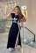 Round neck short sleeved slit long skirt with elastic slimming effect, slimming effect, hip hugging long dress