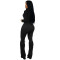Sexy U-neck long-sleeved jumpsuit, high-waisted fringe flared pants, slimming party wear women's clothing