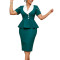 Summer New Arrival Color Block Notch Lapel High Waist Ruffle Bodycon OL Blouse Dress
