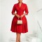 Summer new style fashionable temperament elegant solid color lapel pleated plus size cross-border dress