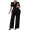 New Short sleeved Collar Double breasted Top, High Waist Wide Leg Pants, Foreign Trade Set