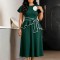 African summer ruffle edge tied short sleeved women's slim fit large swing medium long foreign trade dress