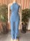 Women's strapless camisole slim straight leg wide leg denim jumpsuit