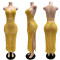 Knit Hand-Crocheted Strapless Flared Split Beach Dress 60505 Cross-Border Wholesale Net Sexy Dress