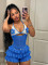 New Arrivals: Knitted Crochet Ruffle Over-the-Shoulder Tie-Up Cutout Bodysuit 60511 European & American Summer Bodysuit