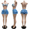 New Knitted Hand Hooked Lotus Leaf Edge Strap Set 60408 European and American Summer Beach Shorts with Exposed Umbilical for Women