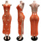 Knit Hand-Crocheted Strapless Flared Split Beach Dress 60505 Cross-Border Wholesale Net Sexy Dress