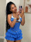 New Arrivals: Knitted Crochet Ruffle Over-the-Shoulder Tie-Up Cutout Bodysuit 60511 European & American Summer Bodysuit