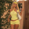Hot selling women's sexy slim fit slimming sleeveless hanging neck tie top shorts set