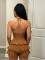 New Arrivals: Knitted Crochet Ruffle Over-the-Shoulder Tie-Up Cutout Bodysuit 60511 European & American Summer Bodysuit