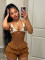 New Arrivals: Knitted Crochet Ruffle Over-the-Shoulder Tie-Up Cutout Bodysuit 60511 European & American Summer Bodysuit