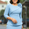 Women's round neck elegant temperament with three quarter sleeves, three-dimensional flower wrapped buttocks, OL pencil dress