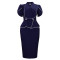 Collar, hip, hip, temperament, plus size fake two-piece dress