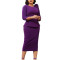 Women's round neck elegant temperament with three quarter sleeves, three-dimensional flower wrapped buttocks, OL pencil dress