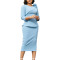 Women's round neck elegant temperament with three quarter sleeves, three-dimensional flower wrapped buttocks, OL pencil dress