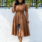 Summer New Fashion Elegance and Grace Flared Collar Color Block Plus Size Dress
