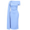 Summer Pure Color Oblique Neck Banquet Bandage Elegant and Sexy Evening Dress Dress