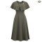 Oversized women's cape shawl dress with round neckline and waist cinching for slimming, A-line mid length skirt dress