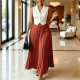 Sleeveless lapel vest set, elastic waist, pleated half body long skirt, cross-border women's two-piece set